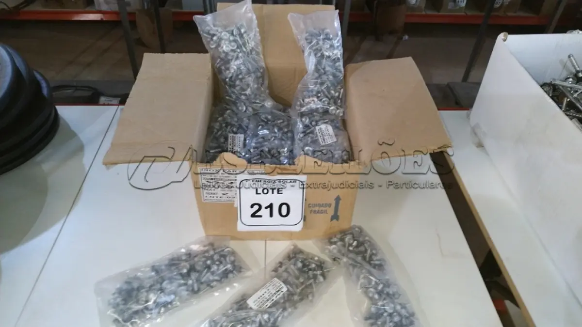 LOTE 210 - 01 CAIXA COM PARAFUSOS SEXTAVADOS AUTO BROCANTE 5.5X25. (NO ESTADO) ATENÇÃO! FAZER A VISITAÇÃO ANTES DE ARREMATAR, NÃO SABEMOS SE FUNCIONA, LEILÃO NÃO TEM GARANTIA E NEM DEVOLUÇÃO, SUJEITO A POSSÍVEIS AVARIAS VISÍVEIS/OCULTAS E/OU AUSÊNCIA DE COMPONENTES.