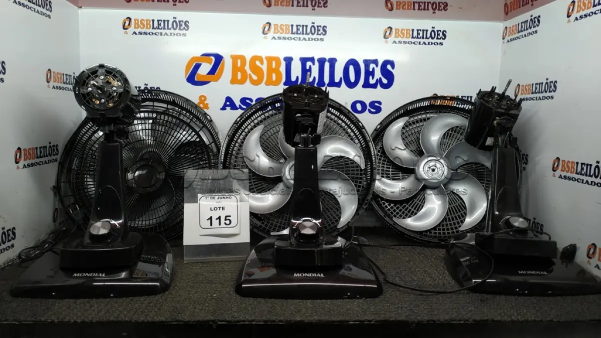 LOTE 115 - 03 VENTILADORES 220V MARCA MONDIAL DESMONTADOS INCOMPLETOS. (NO ESTADO) ATENÇÃO! FAZER A VISITAÇÃO ANTES DE ARREMATAR, NÃO SABEMOS SE FUNCIONA, LEILÃO NÃO TEM GARANTIA E NEM DEVOLUÇÃO, SUJEITO A POSSÍVEIS AVARIAS VISÍVEIS/OCULTAS E/OU AUSÊNCIA DE COMPONENTES.