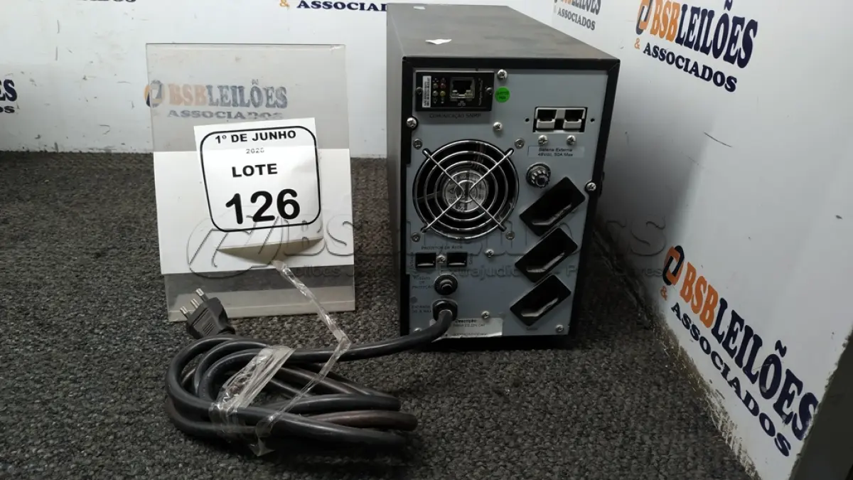 LOTE 126 - 01 NOBREAK 2000VA MARCA LACERDA. (NO ESTADO) ATENÇÃO! FAZER A VISITAÇÃO ANTES DE ARREMATAR, NÃO SABEMOS SE FUNCIONA, LEILÃO NÃO TEM GARANTIA E NEM DEVOLUÇÃO, SUJEITO A POSSÍVEIS AVARIAS VISÍVEIS/OCULTAS E/OU AUSÊNCIA DE COMPONENTES.
