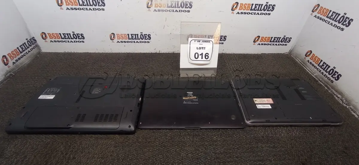 LOTE 016 - 03 NOTEBOOKS DE MARCAS E MODELOS DIVERSOS. (NO ESTADO) ATENÇÃO! FAZER A VISITAÇÃO ANTES DE ARREMATAR, NÃO SABEMOS SE FUNCIONA, LEILÃO NÃO TEM GARANTIA E NEM DEVOLUÇÃO, SUJEITO A POSSÍVEIS AVARIAS VISÍVEIS/OCULTAS E/OU AUSÊNCIA DE COMPONENTES.