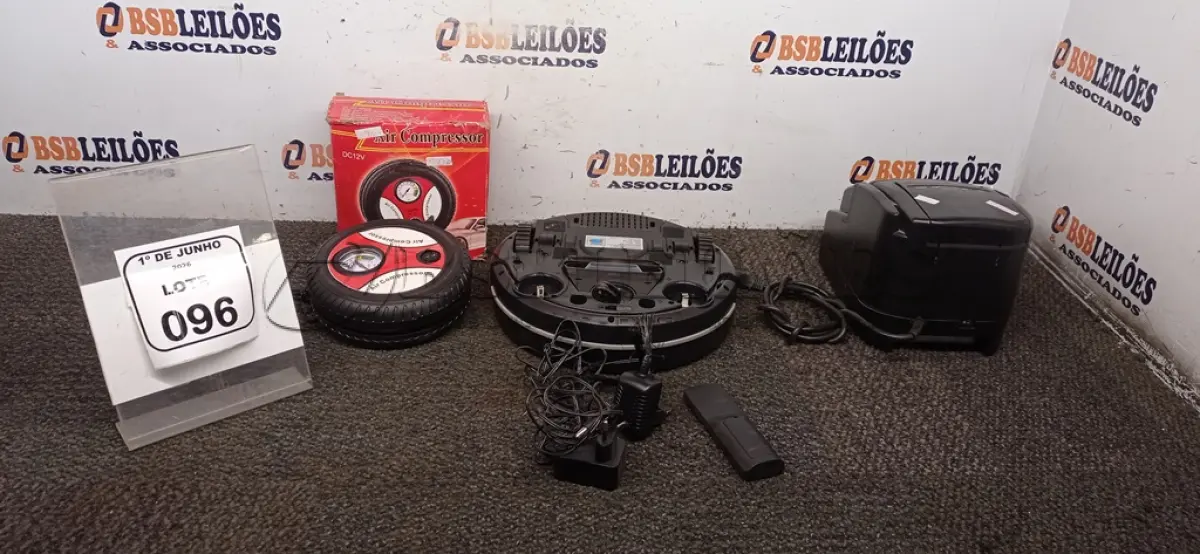 LOTE 096 - 01 ASPIRADOR ROBÔ MARCA MONDIAL, 01 COMPRESSOR DE AR E 01 IMPRESSORA DE CUPOM. (NO ESTADO) ATENÇÃO! FAZER A VISITAÇÃO ANTES DE ARREMATAR, NÃO SABEMOS SE FUNCIONA, LEILÃO NÃO TEM GARANTIA E NEM DEVOLUÇÃO, SUJEITO A POSSÍVEIS AVARIAS VISÍVEIS/OCULTAS E/OU AUSÊNCIA DE COMPONENTES.
