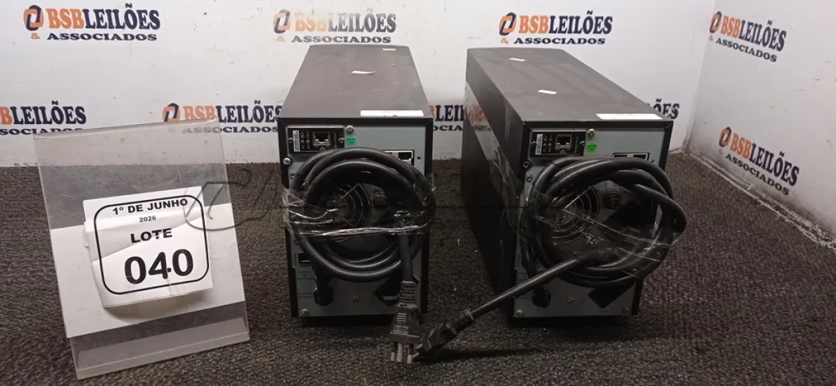 LOTE 040 - 02 NOBREAKS DE 2000VA 220V MARCA LACERDA. (NO ESTADO) ATENÇÃO! FAZER A VISITAÇÃO ANTES DE ARREMATAR, NÃO SABEMOS SE FUNCIONA, LEILÃO NÃO TEM GARANTIA E NEM DEVOLUÇÃO, SUJEITO A POSSÍVEIS AVARIAS VISÍVEIS/OCULTAS E/OU AUSÊNCIA DE COMPONENTES.