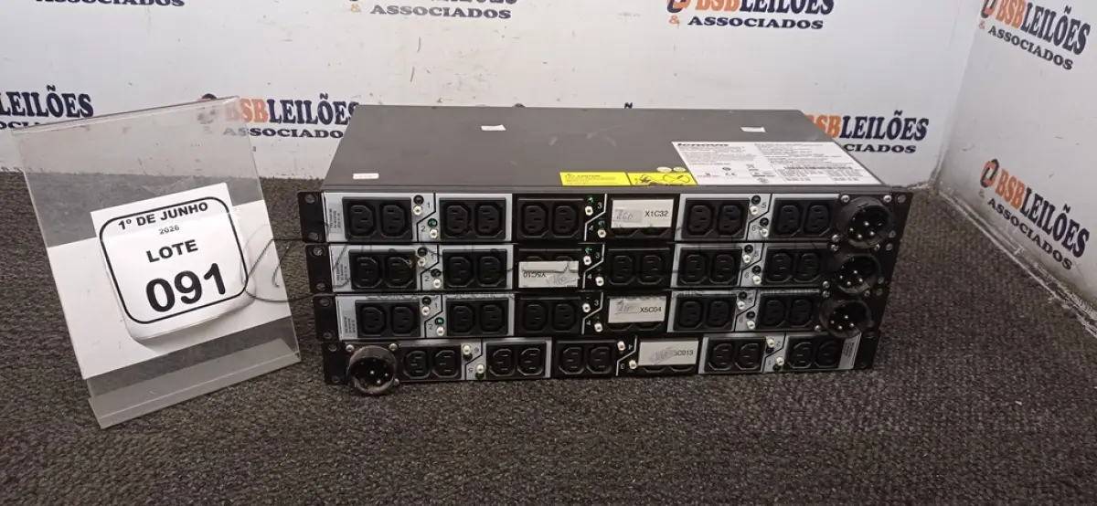 LOTE 091 - 04 RÉGUAS PARA RACK DE SERVIDORES MARCA LENOVO. (NO ESTADO) ATENÇÃO! FAZER A VISITAÇÃO ANTES DE ARREMATAR, NÃO SABEMOS SE FUNCIONA, LEILÃO NÃO TEM GARANTIA E NEM DEVOLUÇÃO, SUJEITO A POSSÍVEIS AVARIAS VISÍVEIS/OCULTAS E/OU AUSÊNCIA DE COMPONENTES.