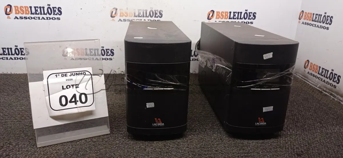 LOTE 040 - 02 NOBREAKS DE 2000VA 220V MARCA LACERDA. (NO ESTADO) ATENÇÃO! FAZER A VISITAÇÃO ANTES DE ARREMATAR, NÃO SABEMOS SE FUNCIONA, LEILÃO NÃO TEM GARANTIA E NEM DEVOLUÇÃO, SUJEITO A POSSÍVEIS AVARIAS VISÍVEIS/OCULTAS E/OU AUSÊNCIA DE COMPONENTES.