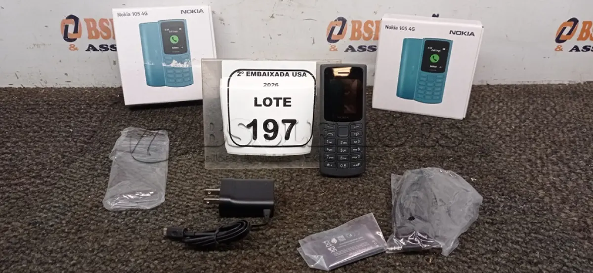 LOTE 197 - 02 CELULARES NOKIA 105 4G. (NO ESTADO EM QUE SE ENCONTRA. SUJEITO A AVARIAS OCULTAS/VISÍVEIS.)