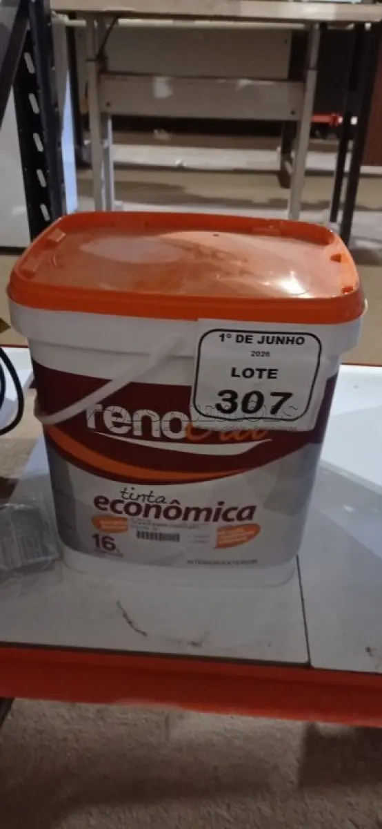 LOTE 307 - 01 BALDE DE TINTA 16L MARCA RENOCRIL. (NO ESTADO) ATENÇÃO! FAZER A VISITAÇÃO ANTES DE ARREMATAR, NÃO SABEMOS SE FUNCIONA, LEILÃO NÃO TEM GARANTIA E NEM DEVOLUÇÃO, SUJEITO A POSSÍVEIS AVARIAS VISÍVEIS/OCULTAS E/OU AUSÊNCIA DE COMPONENTES.