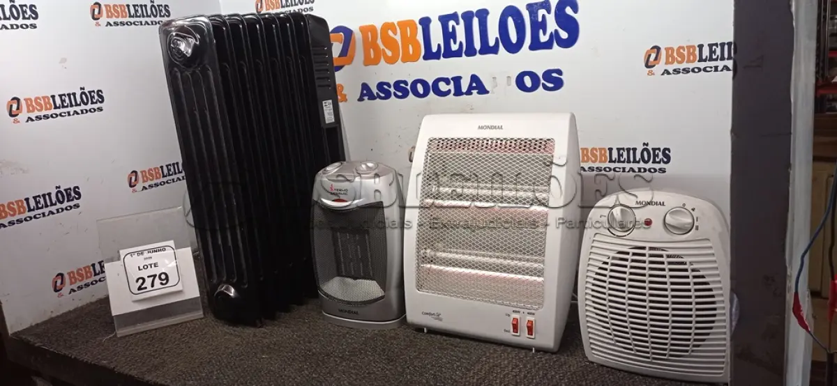 LOTE 279 - 04 AQUECEDORES DE MODELOS DIVERSOS MARCA MONDIAL. (NO ESTADO) ATENÇÃO! FAZER A VISITAÇÃO ANTES DE ARREMATAR, NÃO SABEMOS SE FUNCIONA, LEILÃO NÃO TEM GARANTIA E NEM DEVOLUÇÃO, SUJEITO A POSSÍVEIS AVARIAS VISÍVEIS/OCULTAS E/OU AUSÊNCIA DE COMPONENTES.