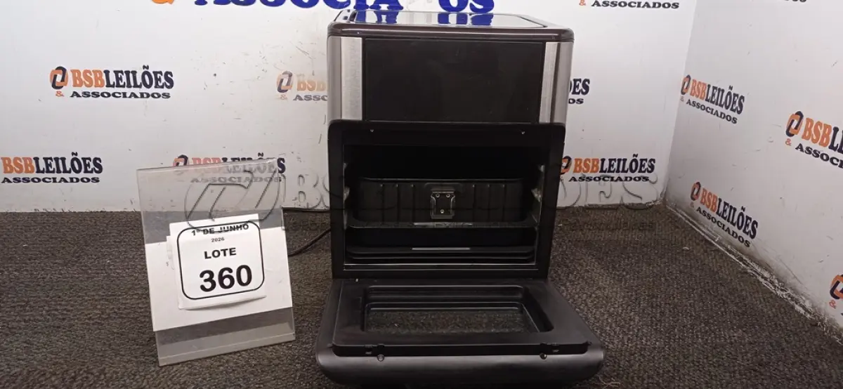 LOTE 360 - 01 AIR FRYER/FORNO 12L 220V MARCA MONDIAL. (NO ESTADO) ATENÇÃO! FAZER A VISITAÇÃO ANTES DE ARREMATAR, NÃO SABEMOS SE FUNCIONA, LEILÃO NÃO TEM GARANTIA E NEM DEVOLUÇÃO, SUJEITO A POSSÍVEIS AVARIAS VISÍVEIS/OCULTAS E/OU AUSÊNCIA DE COMPONENTES.