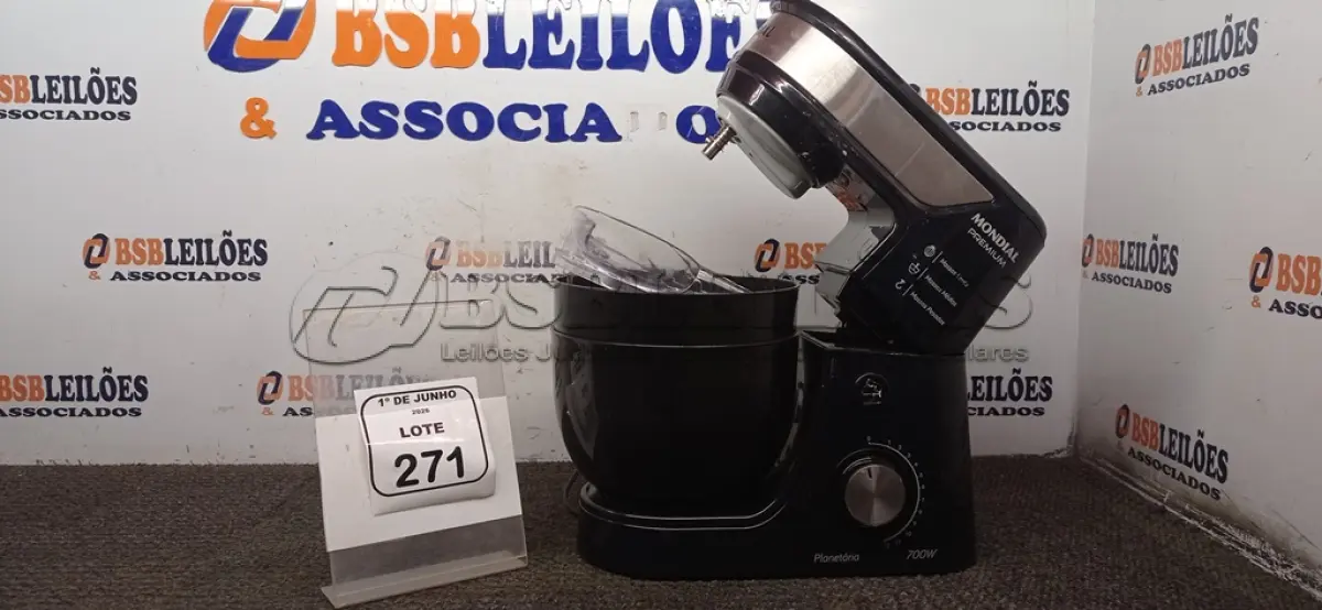 LOTE 271 - 01 BATEDEIRA PLANETÁRIA 220V MARCA MONDIAL. (NO ESTADO) ATENÇÃO! FAZER A VISITAÇÃO ANTES DE ARREMATAR, NÃO SABEMOS SE FUNCIONA, LEILÃO NÃO TEM GARANTIA E NEM DEVOLUÇÃO, SUJEITO A POSSÍVEIS AVARIAS VISÍVEIS/OCULTAS E/OU AUSÊNCIA DE COMPONENTES.