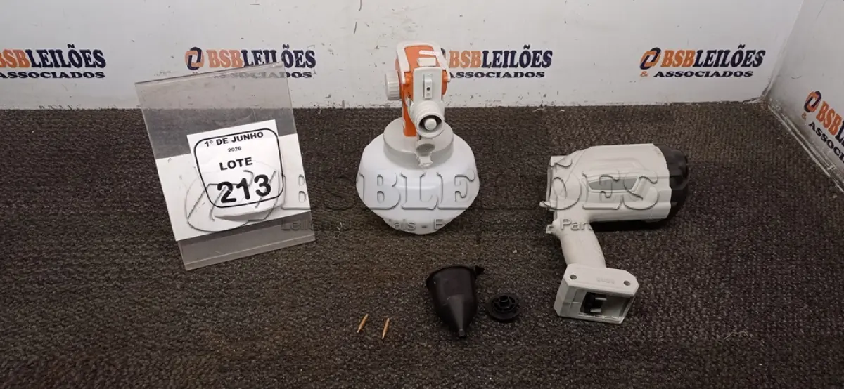 LOTE 213 - 01 PISTOLA DE PULVERIZAÇÃO SEM FIO 24V MODELO SL-0122 MARCA LI-LON. (NO ESTADO) ATENÇÃO! FAZER A VISITAÇÃO ANTES DE ARREMATAR, NÃO SABEMOS SE FUNCIONA, LEILÃO NÃO TEM GARANTIA E NEM DEVOLUÇÃO, SUJEITO A POSSÍVEIS AVARIAS VISÍVEIS/OCULTAS E/OU AUSÊNCIA DE COMPONENTES.