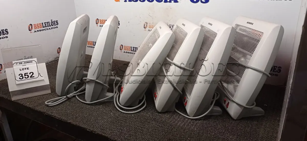 LOTE 352 - 06 AQUECEDORES 220V MARCA MONDIAL. (NO ESTADO) ATENÇÃO! FAZER A VISITAÇÃO ANTES DE ARREMATAR, NÃO SABEMOS SE FUNCIONA, LEILÃO NÃO TEM GARANTIA E NEM DEVOLUÇÃO, SUJEITO A POSSÍVEIS AVARIAS VISÍVEIS/OCULTAS E/OU AUSÊNCIA DE COMPONENTES.