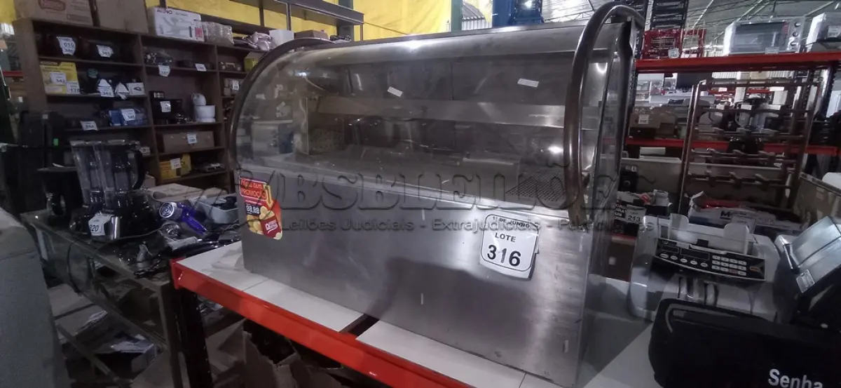 LOTE 316 - 01 ESTUFA DE SALGADOS EM INOX. (NO ESTADO) ATENÇÃO! FAZER A VISITAÇÃO ANTES DE ARREMATAR, NÃO SABEMOS SE FUNCIONA, LEILÃO NÃO TEM GARANTIA E NEM DEVOLUÇÃO, SUJEITO A POSSÍVEIS AVARIAS VISÍVEIS/OCULTAS E/OU AUSÊNCIA DE COMPONENTES.