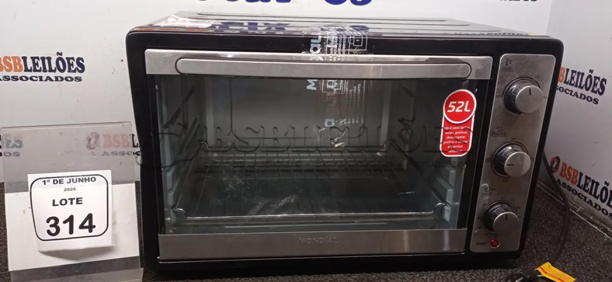 LOTE 314 - 01 FORNO 52L MODELO GRAND FAMILLY MARCA MONDIAL. (NO ESTADO) ATENÇÃO! FAZER A VISITAÇÃO ANTES DE ARREMATAR, NÃO SABEMOS SE FUNCIONA, LEILÃO NÃO TEM GARANTIA E NEM DEVOLUÇÃO, SUJEITO A POSSÍVEIS AVARIAS VISÍVEIS/OCULTAS E/OU AUSÊNCIA DE COMPONENTES.
