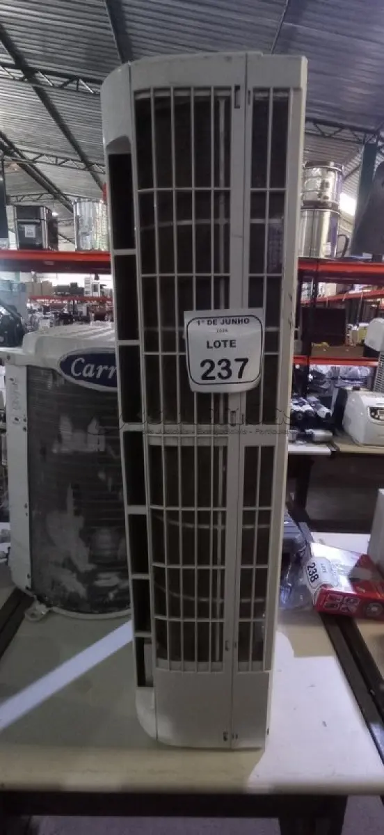 LOTE 237 - 01 CONDENSADORA DE 24.000 BTU/H MARCA CARRIER E 01 EVAPORADORA DE 24.000 BTU/H MARCA ELECTROLUX. (NO ESTADO) ATENÇÃO! FAZER A VISITAÇÃO ANTES DE ARREMATAR, NÃO SABEMOS SE FUNCIONA, LEILÃO NÃO TEM GARANTIA E NEM DEVOLUÇÃO, SUJEITO A POSSÍVEIS AVARIAS VISÍVEIS/OCULTAS E/OU AUSÊNCIA DE COMPONENTES.