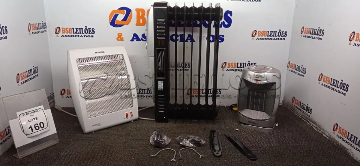 LOTE 160 - 03 AQUECEDORES DE MODELOS DIVERSOS MARCA MONDIAL. (NO ESTADO) ATENÇÃO! FAZER A VISITAÇÃO ANTES DE ARREMATAR, NÃO SABEMOS SE FUNCIONA, LEILÃO NÃO TEM GARANTIA E NEM DEVOLUÇÃO, SUJEITO A POSSÍVEIS AVARIAS VISÍVEIS/OCULTAS E/OU AUSÊNCIA DE COMPONENTES.