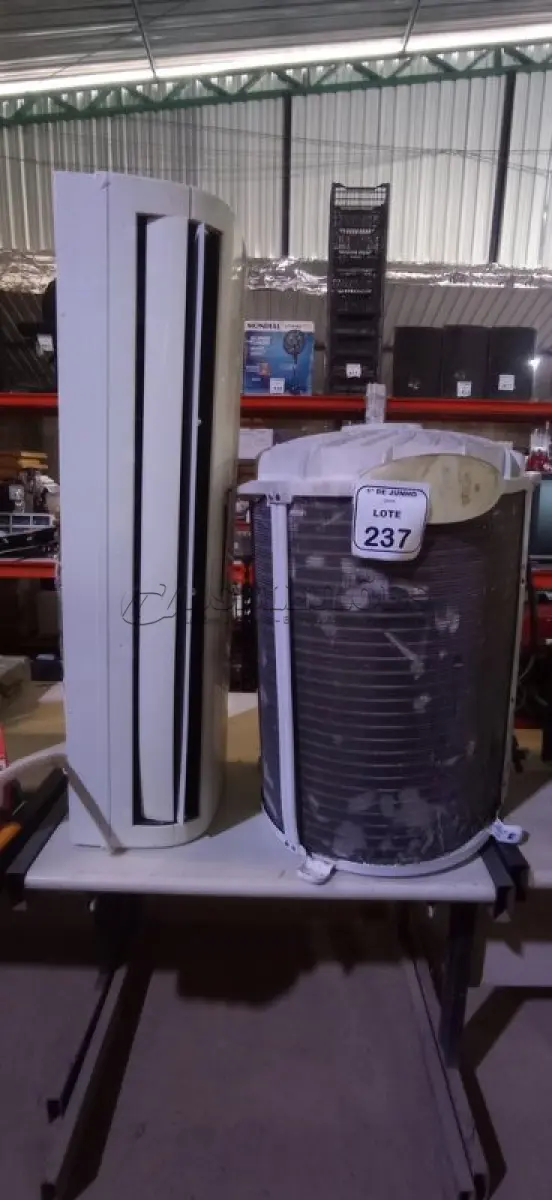 LOTE 237 - 01 CONDENSADORA DE 24.000 BTU/H MARCA CARRIER E 01 EVAPORADORA DE 24.000 BTU/H MARCA ELECTROLUX. (NO ESTADO) ATENÇÃO! FAZER A VISITAÇÃO ANTES DE ARREMATAR, NÃO SABEMOS SE FUNCIONA, LEILÃO NÃO TEM GARANTIA E NEM DEVOLUÇÃO, SUJEITO A POSSÍVEIS AVARIAS VISÍVEIS/OCULTAS E/OU AUSÊNCIA DE COMPONENTES.