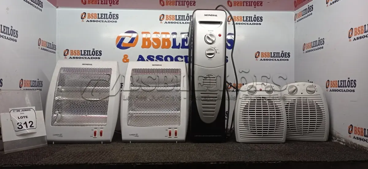 LOTE 312 - 05 AQUECEDORES DE MODELOS DIVERSOS 220V MARCA MONDIAL. (NO ESTADO) ATENÇÃO! FAZER A VISITAÇÃO ANTES DE ARREMATAR, NÃO SABEMOS SE FUNCIONA, LEILÃO NÃO TEM GARANTIA E NEM DEVOLUÇÃO, SUJEITO A POSSÍVEIS AVARIAS VISÍVEIS/OCULTAS E/OU AUSÊNCIA DE COMPONENTES.