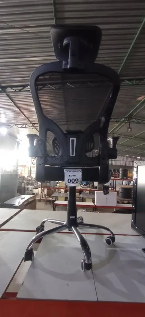 LOTE 009 - 01 CADEIRA DE ESCRITÓRIO ERGONÔMICA. (NO ESTADO) ATENÇÃO! FAZER A VISITAÇÃO ANTES DE ARREMATAR, NÃO SABEMOS SE FUNCIONA, LEILÃO NÃO TEM GARANTIA E NEM DEVOLUÇÃO, SUJEITO A POSSÍVEIS AVARIAS VISÍVEIS/OCULTAS E/OU AUSÊNCIA DE COMPONENTES.