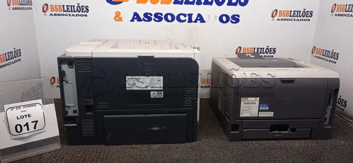 LOTE 017 - 01 IMPRESSORA MODELO HL-5350DN MARCA BROTHER E 01 IMPRESSORA MODELO P3015 MARCA HP. (NO ESTADO) ATENÇÃO! FAZER A VISITAÇÃO ANTES DE ARREMATAR, NÃO SABEMOS SE FUNCIONA, LEILÃO NÃO TEM GARANTIA E NEM DEVOLUÇÃO, SUJEITO A POSSÍVEIS AVARIAS VISÍVEIS/OCULTAS E/OU AUSÊNCIA DE COMPONENTES.