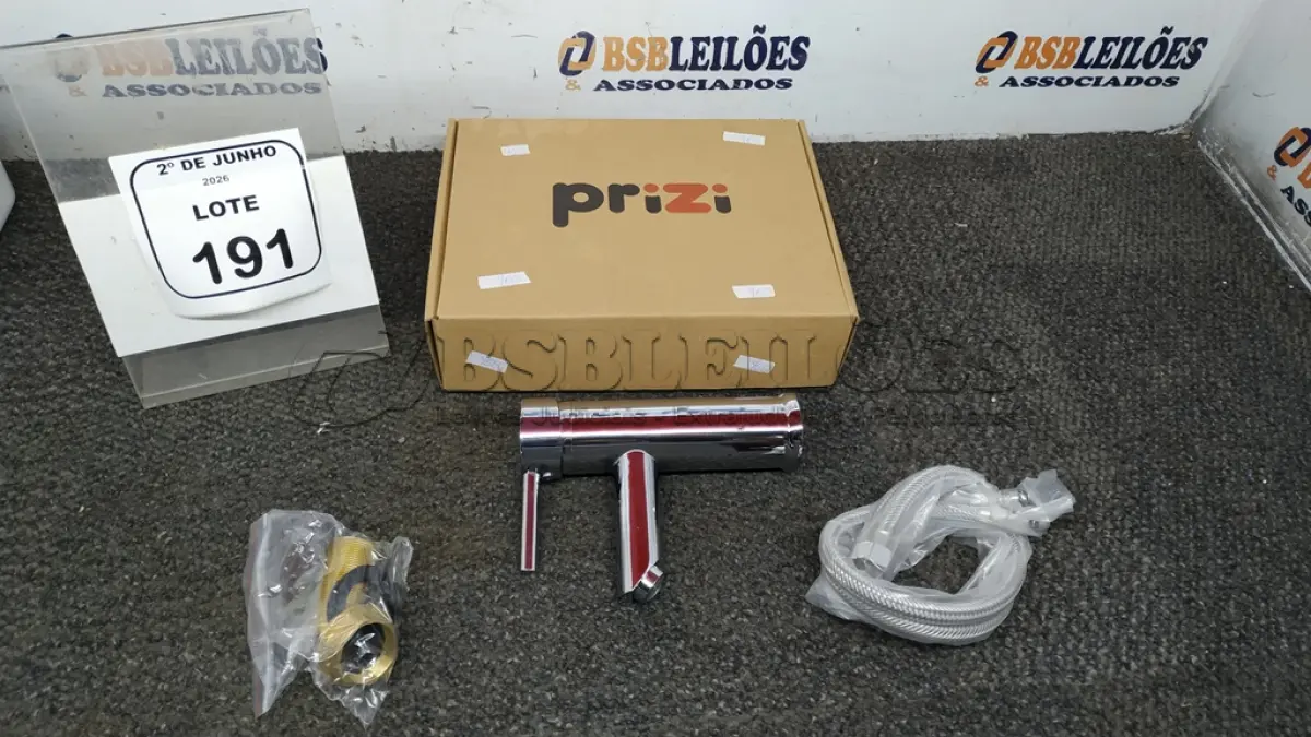 LOTE 191 - 01 TORNEIRA MISTURADOR MARCA PRIZI COM ACESSÓRIOS. (NO ESTADO) ATENÇÃO! FAZER A VISITAÇÃO ANTES DE ARREMATAR, NÃO SABEMOS SE FUNCIONA, LEILÃO NÃO TEM GARANTIA E NEM DEVOLUÇÃO, SUJEITO A POSSÍVEIS AVARIAS VISÍVEIS/OCULTAS E/OU AUSÊNCIA DE COMPONENTES.