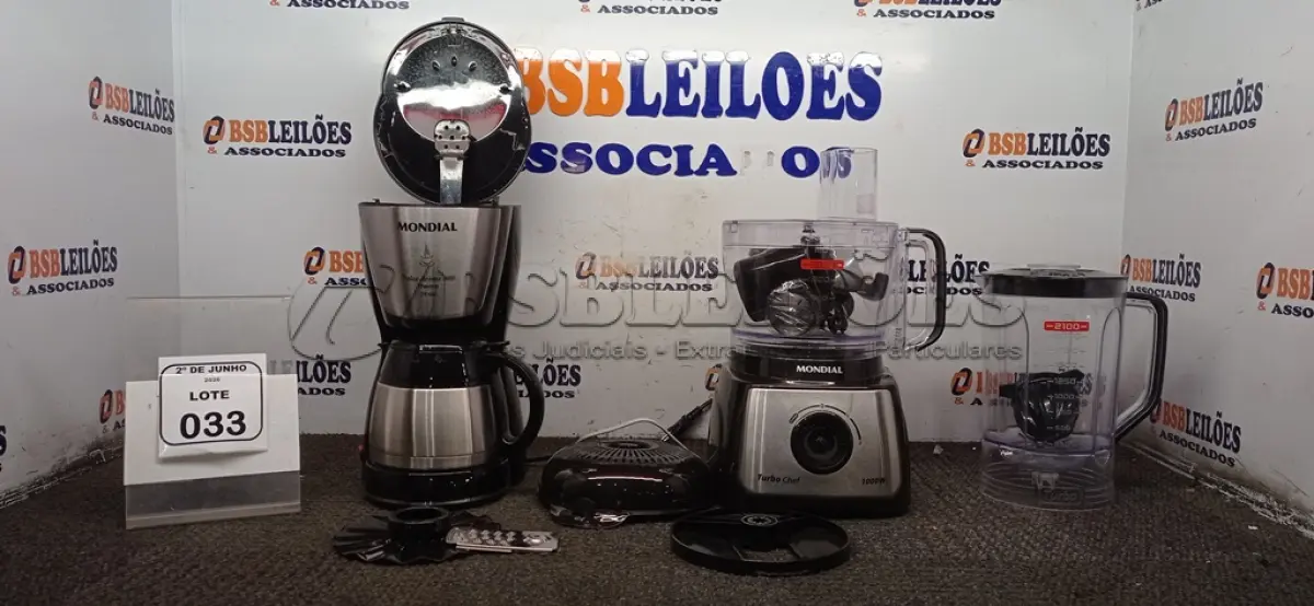 LOTE 033 - 01 LIQUIDIFICADOR MODELO TURBO MASTER 220V MARCA MONDIAL E 01 CAFETEIRA 220V MARCA MONDIAL. (NO ESTADO) ATENÇÃO! FAZER A VISITAÇÃO ANTES DE ARREMATAR, NÃO SABEMOS SE FUNCIONA, LEILÃO NÃO TEM GARANTIA E NEM DEVOLUÇÃO, SUJEITO A POSSÍVEIS AVARIAS VISÍVEIS/OCULTAS E/OU AUSÊNCIA DE COMPONENTES.