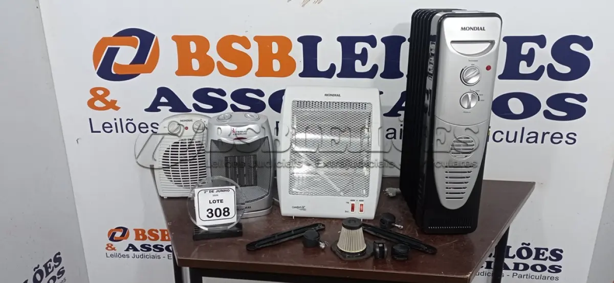 LOTE 308 - 04 AQUECEDORES DE MODELOS DIVERSOS MARCA MONDIAL. (NO ESTADO) ATENÇÃO! FAZER A VISITAÇÃO ANTES DE ARREMATAR, NÃO SABEMOS SE FUNCIONA, LEILÃO NÃO TEM GARANTIA E NEM DEVOLUÇÃO, SUJEITO A POSSÍVEIS AVARIAS VISÍVEIS/OCULTAS E/OU AUSÊNCIA DE COMPONENTES.