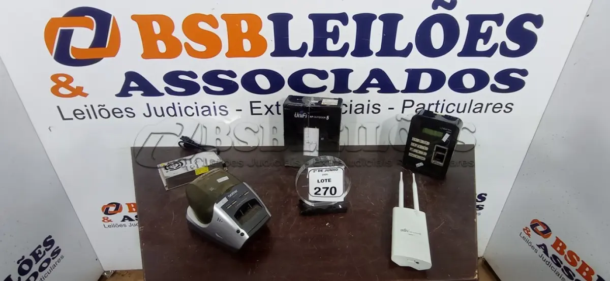LOTE 270 - 02 ROTEADORES MODELO AP OUTDOOR 5 MARCA UNIFI, 01 RELÓGIO DE PONTO, 01 IMPRESSORA DE CUPOM E 01 FONTE CHAVEADA COLMEIA. (NO ESTADO) ATENÇÃO! FAZER A VISITAÇÃO ANTES DE ARREMATAR, NÃO SABEMOS SE FUNCIONA, LEILÃO NÃO TEM GARANTIA E NEM DEVOLUÇÃO, SUJEITO A POSSÍVEIS AVARIAS VISÍVEIS/OCULTAS E/OU AUSÊNCIA DE COMPONENTES.