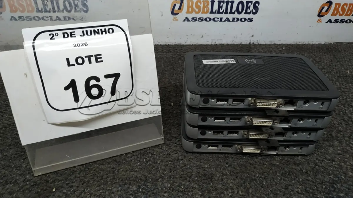 LOTE 167 - 04 MINIS DESKTOP WYSE MARCA DELL. (NO ESTADO) ATENÇÃO! FAZER A VISITAÇÃO ANTES DE ARREMATAR, NÃO SABEMOS SE FUNCIONA, LEILÃO NÃO TEM GARANTIA E NEM DEVOLUÇÃO, SUJEITO A POSSÍVEIS AVARIAS VISÍVEIS/OCULTAS E/OU AUSÊNCIA DE COMPONENTES.