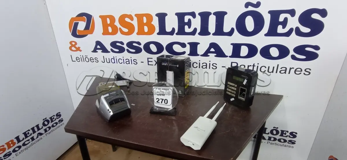LOTE 270 - 02 ROTEADORES MODELO AP OUTDOOR 5 MARCA UNIFI, 01 RELÓGIO DE PONTO, 01 IMPRESSORA DE CUPOM E 01 FONTE CHAVEADA COLMEIA. (NO ESTADO) ATENÇÃO! FAZER A VISITAÇÃO ANTES DE ARREMATAR, NÃO SABEMOS SE FUNCIONA, LEILÃO NÃO TEM GARANTIA E NEM DEVOLUÇÃO, SUJEITO A POSSÍVEIS AVARIAS VISÍVEIS/OCULTAS E/OU AUSÊNCIA DE COMPONENTES.