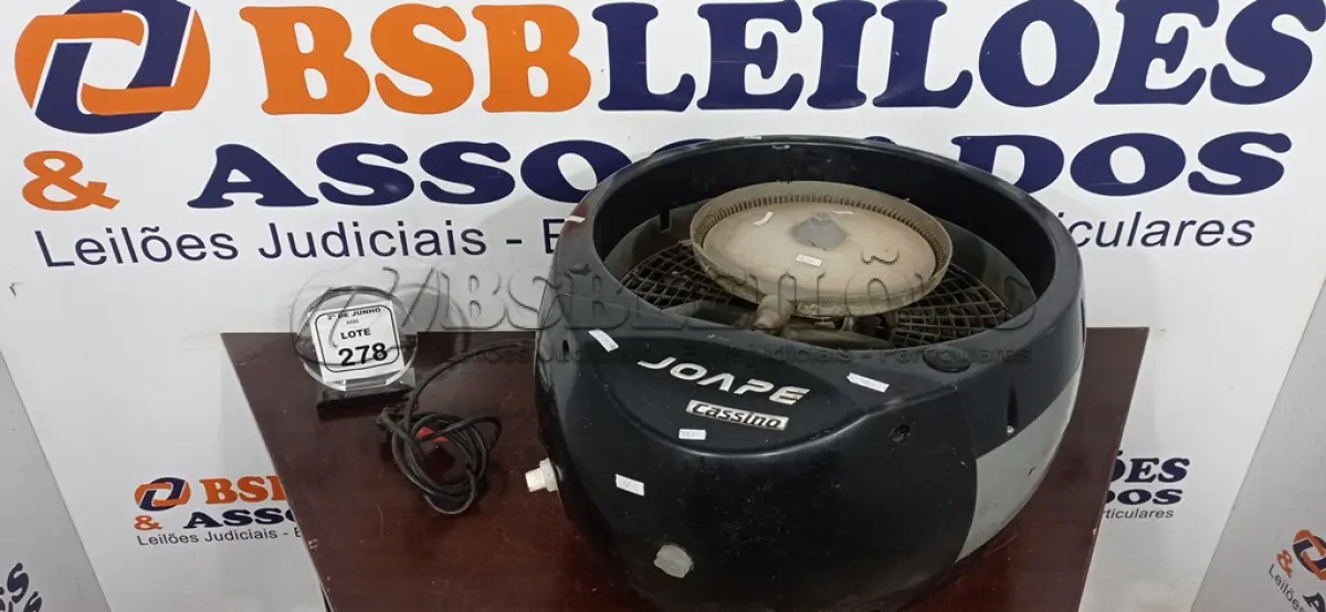 LOTE 278 - 01 CLIMATIZADOR MODELO CASSINO MARCA JOAPE. (NO ESTADO) ATENÇÃO! FAZER A VISITAÇÃO ANTES DE ARREMATAR, NÃO SABEMOS SE FUNCIONA, LEILÃO NÃO TEM GARANTIA E NEM DEVOLUÇÃO, SUJEITO A POSSÍVEIS AVARIAS VISÍVEIS/OCULTAS E/OU AUSÊNCIA DE COMPONENTES.