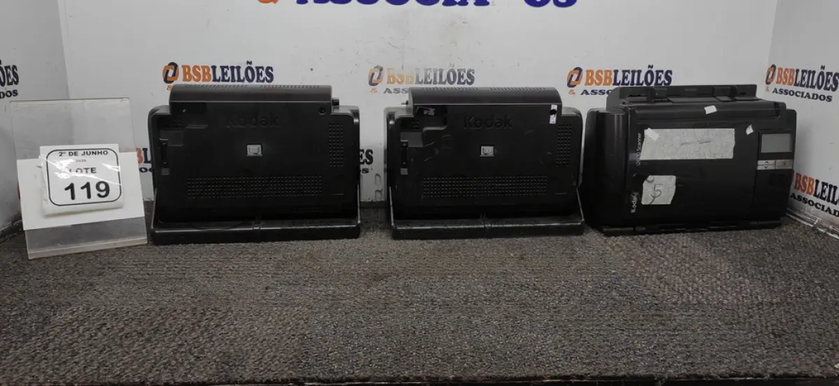 LOTE 119 - 03 SCANNERS MODELO I2600 MARCA KODAK. (NO ESTADO) ATENÇÃO! FAZER A VISITAÇÃO ANTES DE ARREMATAR, NÃO SABEMOS SE FUNCIONA, LEILÃO NÃO TEM GARANTIA E NEM DEVOLUÇÃO, SUJEITO A POSSÍVEIS AVARIAS VISÍVEIS/OCULTAS E/OU AUSÊNCIA DE COMPONENTES.