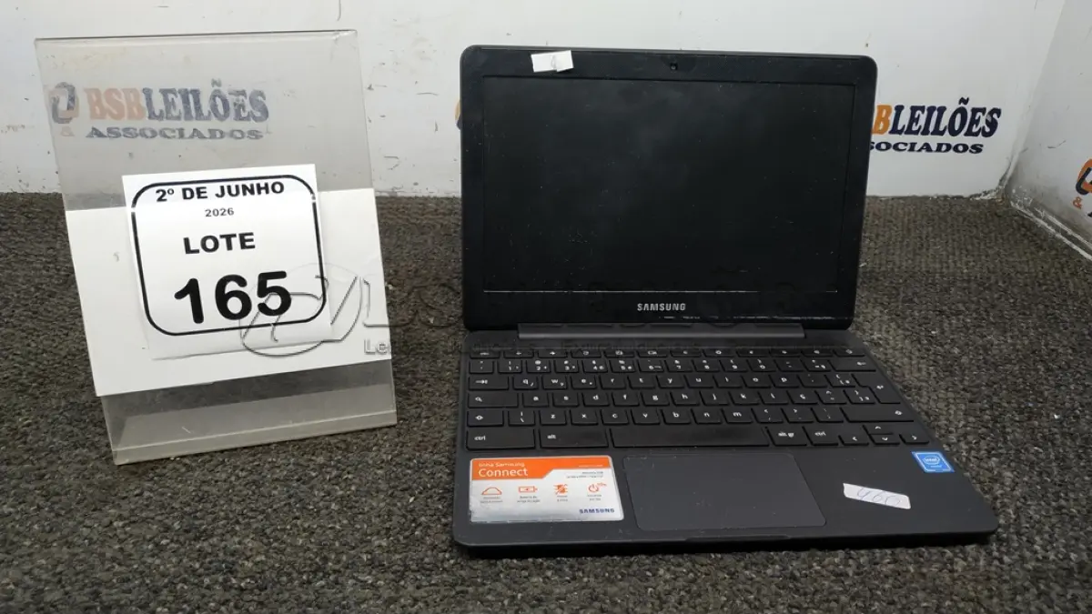 LOTE 165 - 01 CROMEBOOK LINHA CONNECT MEMORIA 2GB, 16GB E.MMC TELA DE 11.6’’ MARCA SAMSUNG SEM FONTE. (NO ESTADO) ATENÇÃO! FAZER A VISITAÇÃO ANTES DE ARREMATAR, NÃO SABEMOS SE FUNCIONA, LEILÃO NÃO TEM GARANTIA E NEM DEVOLUÇÃO, SUJEITO A POSSÍVEIS AVARIAS VISÍVEIS/OCULTAS E/OU AUSÊNCIA DE COMPONENTES.