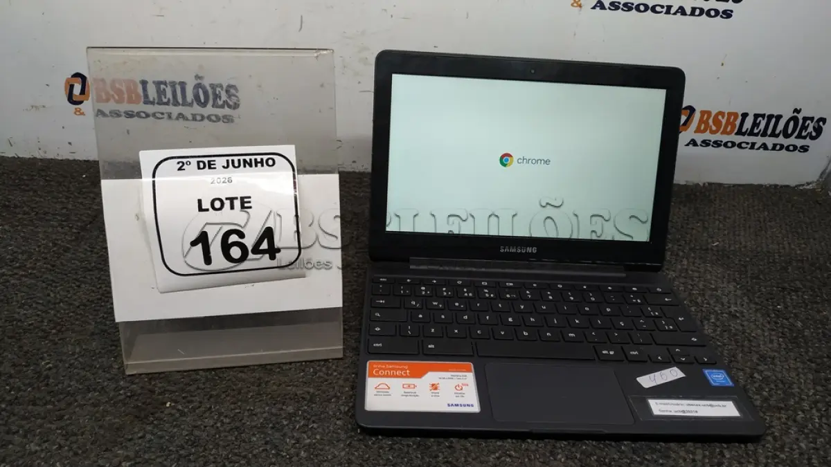 LOTE 164 - 01 CROMEBOOK LINHA CONNECT MEMORIA 4GB, 16GB E.MMC TELA DE 11.6’’ MARCA SAMSUNG SEM FONTE. (NO ESTADO) ATENÇÃO! FAZER A VISITAÇÃO ANTES DE ARREMATAR, NÃO SABEMOS SE FUNCIONA, LEILÃO NÃO TEM GARANTIA E NEM DEVOLUÇÃO, SUJEITO A POSSÍVEIS AVARIAS VISÍVEIS/OCULTAS E/OU AUSÊNCIA DE COMPONENTES.