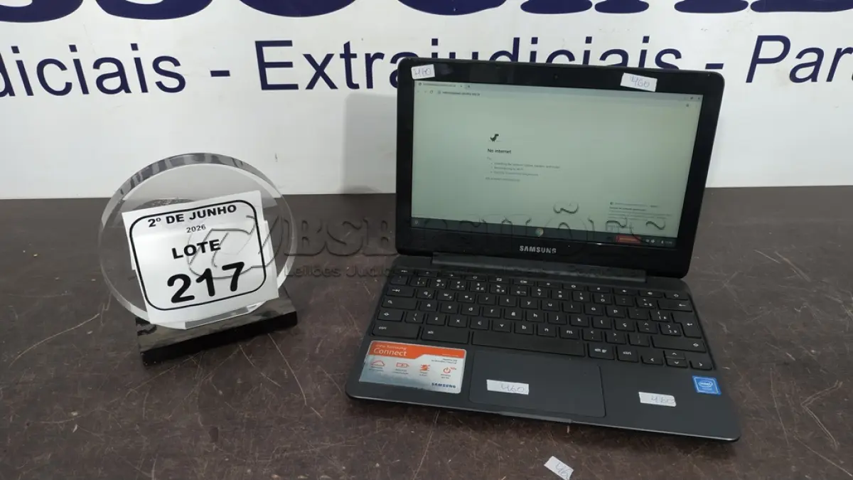LOTE 217 - 01 CROMEBOOK LINHA CONNECT MEMORIA 2GB, 16GB E.MMC TELA DE 11.6’’ MARCA SAMSUNG SEM FONTE. (NO ESTADO) ATENÇÃO! FAZER A VISITAÇÃO ANTES DE ARREMATAR, NÃO SABEMOS SE FUNCIONA, LEILÃO NÃO TEM GARANTIA E NEM DEVOLUÇÃO, SUJEITO A POSSÍVEIS AVARIAS VISÍVEIS/OCULTAS E/OU AUSÊNCIA DE COMPONENTES.