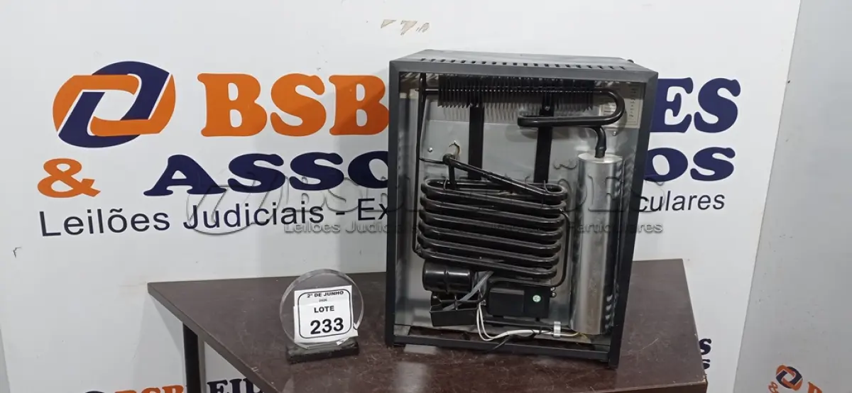 LOTE 233 - 01 FRIGOBAR 220V. (NO ESTADO) ATENÇÃO! FAZER A VISITAÇÃO ANTES DE ARREMATAR, NÃO SABEMOS SE FUNCIONA, LEILÃO NÃO TEM GARANTIA E NEM DEVOLUÇÃO, SUJEITO A POSSÍVEIS AVARIAS VISÍVEIS/OCULTAS E/OU AUSÊNCIA DE COMPONENTES.