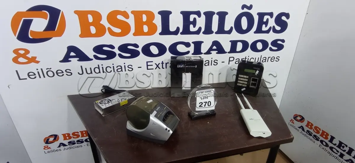 LOTE 270 - 02 ROTEADORES MODELO AP OUTDOOR 5 MARCA UNIFI, 01 RELÓGIO DE PONTO, 01 IMPRESSORA DE CUPOM E 01 FONTE CHAVEADA COLMEIA. (NO ESTADO) ATENÇÃO! FAZER A VISITAÇÃO ANTES DE ARREMATAR, NÃO SABEMOS SE FUNCIONA, LEILÃO NÃO TEM GARANTIA E NEM DEVOLUÇÃO, SUJEITO A POSSÍVEIS AVARIAS VISÍVEIS/OCULTAS E/OU AUSÊNCIA DE COMPONENTES.