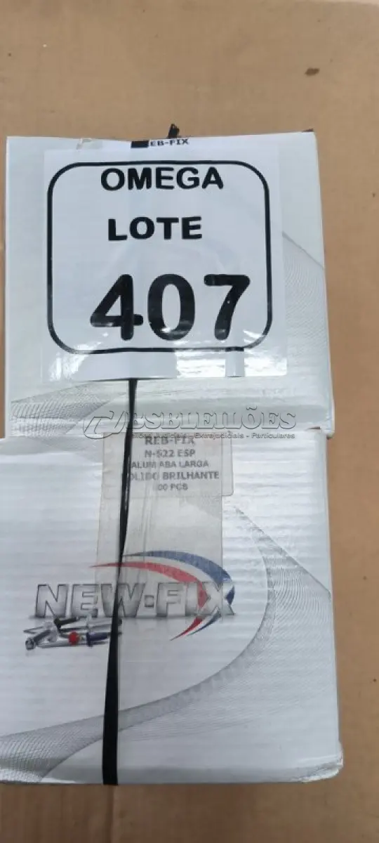 LOTE 407 - 500 REBITES DE ALUMÍNIO REPUXO - N522 - CX COM 500UN. (NO ESTADO EM QUE SE ENCONTRA. SUJEITO A AVARIAS OCULTAS/VISÍVEIS.)