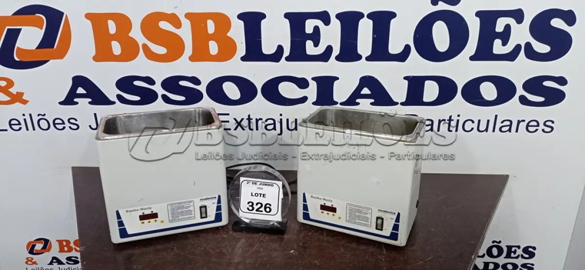 LOTE 326 - 02 BANHOS MARIA MARCA NOVATECNICA. (NO ESTADO) ATENÇÃO! FAZER A VISITAÇÃO ANTES DE ARREMATAR, NÃO SABEMOS SE FUNCIONA, LEILÃO NÃO TEM GARANTIA E NEM DEVOLUÇÃO, SUJEITO A POSSÍVEIS AVARIAS VISÍVEIS/OCULTAS E/OU AUSÊNCIA DE COMPONENTES.