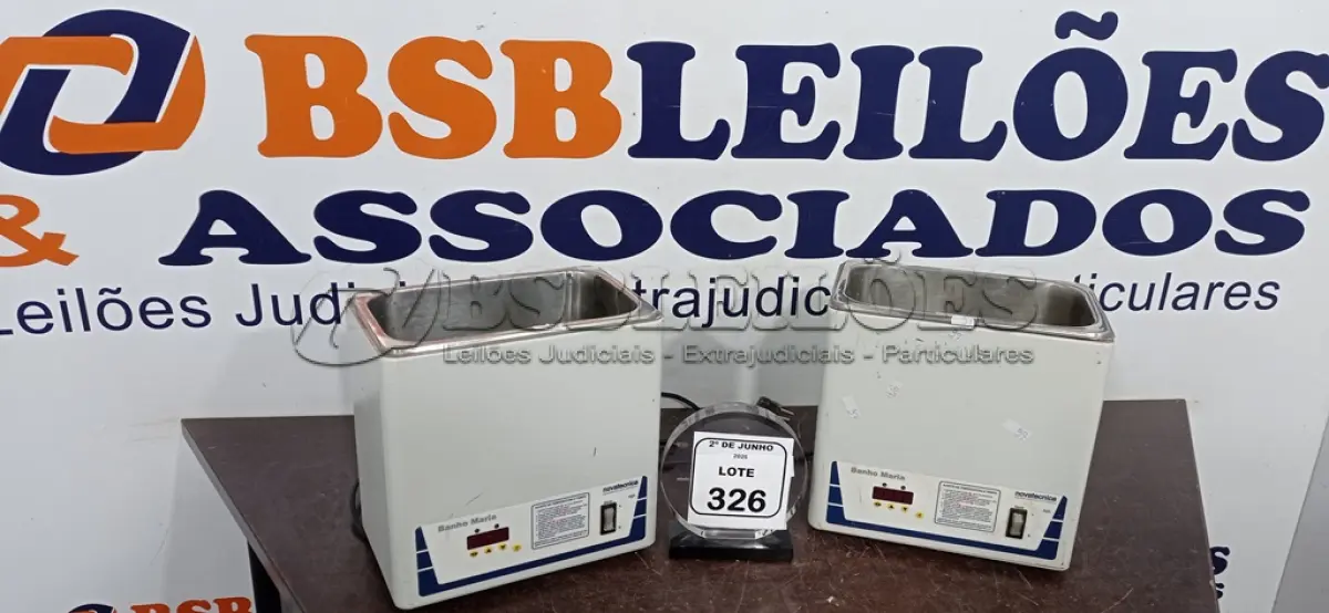 LOTE 326 - 02 BANHOS MARIA MARCA NOVATECNICA. (NO ESTADO) ATENÇÃO! FAZER A VISITAÇÃO ANTES DE ARREMATAR, NÃO SABEMOS SE FUNCIONA, LEILÃO NÃO TEM GARANTIA E NEM DEVOLUÇÃO, SUJEITO A POSSÍVEIS AVARIAS VISÍVEIS/OCULTAS E/OU AUSÊNCIA DE COMPONENTES.