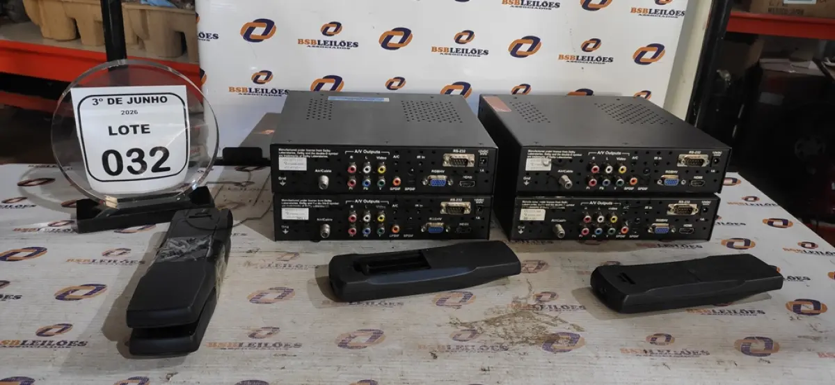 LOTE 032 - 04 SINTONIZADORES HDTV 232-ATSC. (NO ESTADO) ATENÇÃO! FAZER A VISITAÇÃO ANTES DE ARREMATAR, NÃO SABEMOS SE FUNCIONA, LEILÃO NÃO TEM GARANTIA E NEM DEVOLUÇÃO, SUJEITO A POSSÍVEIS AVARIAS VISÍVEIS/OCULTAS E/OU AUSÊNCIA DE COMPONENTES.