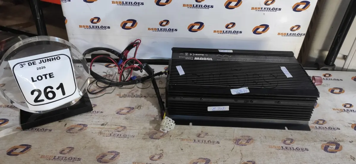 LOTE 261 - 01 INVERSOR DE POTÊNCIA VEICULAR DE 1500W. (NO ESTADO) ATENÇÃO! FAZER A VISITAÇÃO ANTES DE ARREMATAR, NÃO SABEMOS SE FUNCIONA, LEILÃO NÃO TEM GARANTIA E NEM DEVOLUÇÃO, SUJEITO A POSSÍVEIS AVARIAS VISÍVEIS/OCULTAS E/OU AUSÊNCIA DE COMPONENTES.