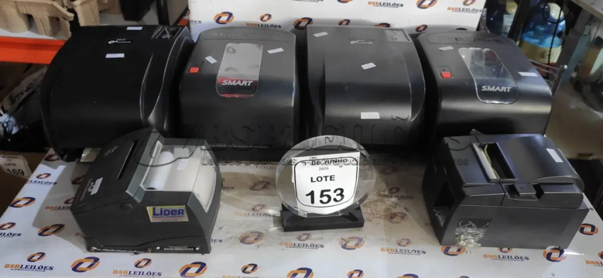 LOTE 153 - 04 IMPRESSORAS DE ETIQUETAS E 02 IMPRESSORAS DE CUPOM MARCAS E MODELOS DIVERSOS PARA RETIRADA DE PEÇAS. (NO ESTADO) ATENÇÃO! FAZER A VISITAÇÃO ANTES DE ARREMATAR, NÃO SABEMOS SE FUNCIONA, LEILÃO NÃO TEM GARANTIA E NEM DEVOLUÇÃO, SUJEITO A POSSÍVEIS AVARIAS VISÍVEIS/OCULTAS E/OU AUSÊNCIA DE COMPONENTES.