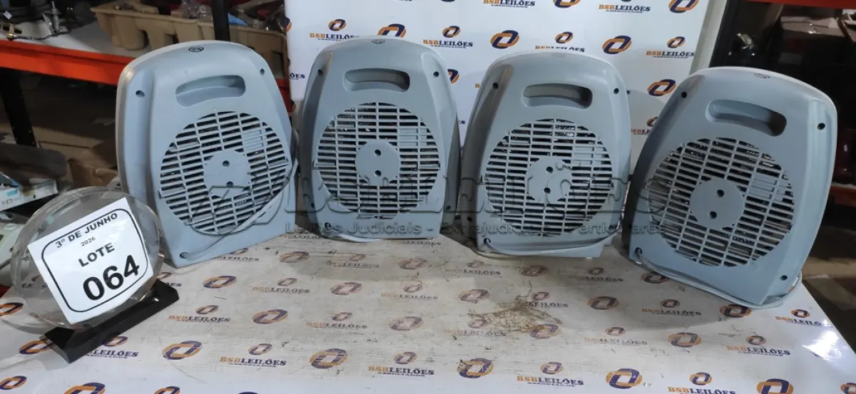LOTE 064 - 04 AQUECEDORES MODELO A-08 220V MARCA MONDIAL. (NO ESTADO) ATENÇÃO! FAZER A VISITAÇÃO ANTES DE ARREMATAR, NÃO SABEMOS SE FUNCIONA, LEILÃO NÃO TEM GARANTIA E NEM DEVOLUÇÃO, SUJEITO A POSSÍVEIS AVARIAS VISÍVEIS/OCULTAS E/OU AUSÊNCIA DE COMPONENTES.