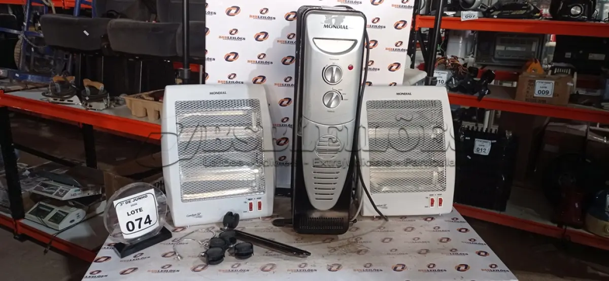 LOTE 074 - 03 AQUECEDORES 220V MODELOS DIVERSOS MARCA MONDIAL. (NO ESTADO) ATENÇÃO! FAZER A VISITAÇÃO ANTES DE ARREMATAR, NÃO SABEMOS SE FUNCIONA, LEILÃO NÃO TEM GARANTIA E NEM DEVOLUÇÃO, SUJEITO A POSSÍVEIS AVARIAS VISÍVEIS/OCULTAS E/OU AUSÊNCIA DE COMPONENTES.