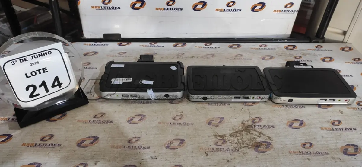 LOTE 214 - 03 MINIS PC MODELO WYSE MARCA DELL. (NO ESTADO) ATENÇÃO! FAZER A VISITAÇÃO ANTES DE ARREMATAR, NÃO SABEMOS SE FUNCIONA, LEILÃO NÃO TEM GARANTIA E NEM DEVOLUÇÃO, SUJEITO A POSSÍVEIS AVARIAS VISÍVEIS/OCULTAS E/OU AUSÊNCIA DE COMPONENTES.