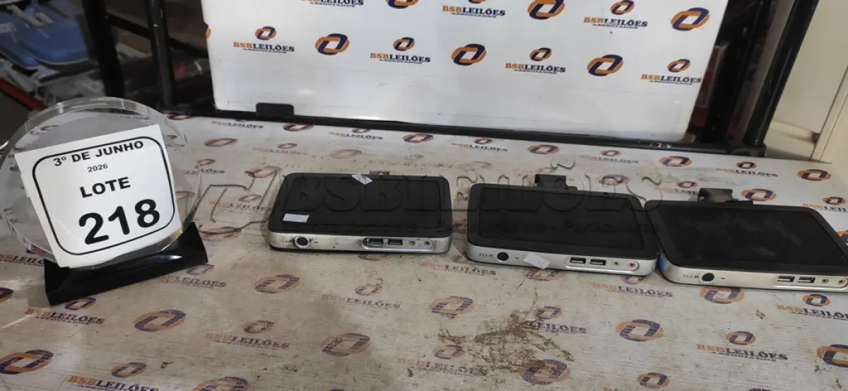 LOTE 218 - 03 MINIS PC MODELO WYSE MARCA DELL. (NO ESTADO) ATENÇÃO! FAZER A VISITAÇÃO ANTES DE ARREMATAR, NÃO SABEMOS SE FUNCIONA, LEILÃO NÃO TEM GARANTIA E NEM DEVOLUÇÃO, SUJEITO A POSSÍVEIS AVARIAS VISÍVEIS/OCULTAS E/OU AUSÊNCIA DE COMPONENTES.