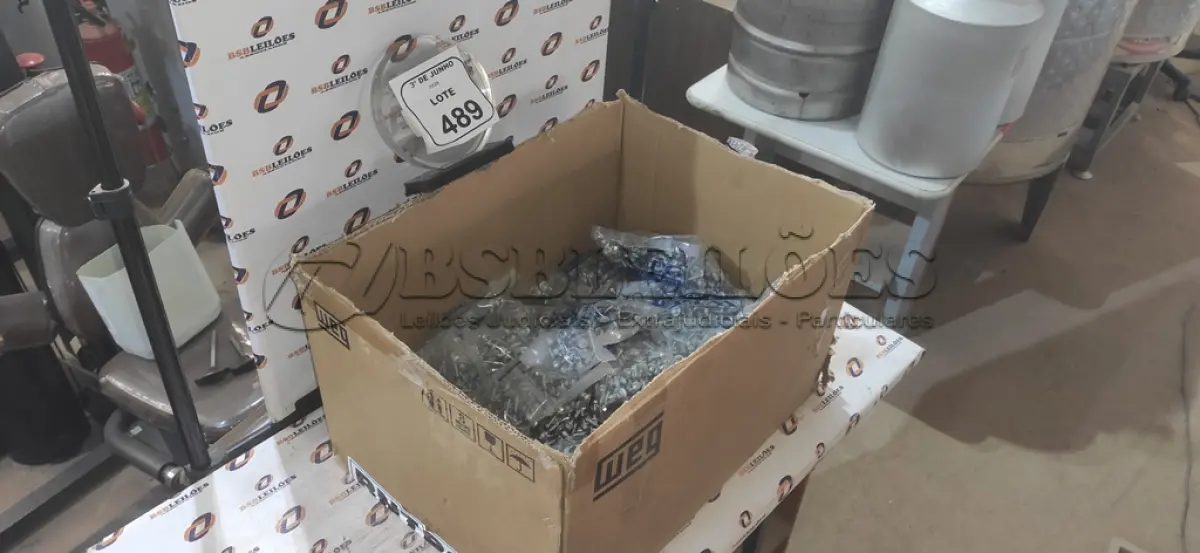LOTE 489 - 01 CAIXA COM APROXIMADAMENTE 5.500 PARAFUSOS AUTO BROCANTE. (NO ESTADO) ATENÇÃO! FAZER A VISITAÇÃO ANTES DE ARREMATAR, NÃO SABEMOS SE FUNCIONA, LEILÃO NÃO TEM GARANTIA E NEM DEVOLUÇÃO, SUJEITO A POSSÍVEIS AVARIAS VISÍVEIS/OCULTAS E/OU AUSÊNCIA DE COMPONENTES.
