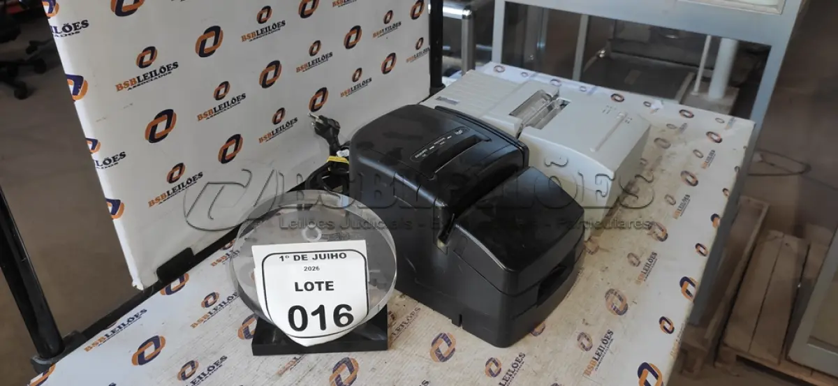 LOTE 016 - 02 IMPRESSORAS DE CUPOM. (NO ESTADO) ATENÇÃO! FAZER A VISITAÇÃO ANTES DE ARREMATAR, NÃO SABEMOS SE FUNCIONA, LEILÃO NÃO TEM GARANTIA E NEM DEVOLUÇÃO, SUJEITO A POSSÍVEIS AVARIAS VISÍVEIS/OCULTAS E/OU AUSÊNCIA DE COMPONENTES.
