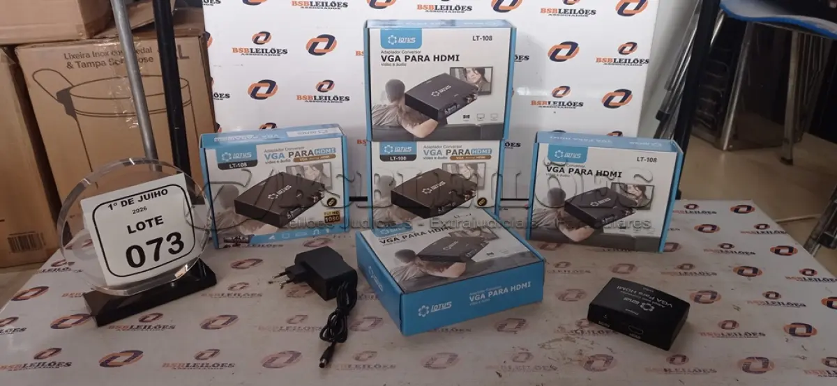 LOTE 073 - 05 ADAPTADORES CONVERSOR VGA PARA HDMI MARCA LOTUS. (NO ESTADO) ATENÇÃO! FAZER A VISITAÇÃO ANTES DE ARREMATAR, NÃO SABEMOS SE FUNCIONA, LEILÃO NÃO TEM GARANTIA E NEM DEVOLUÇÃO, SUJEITO A POSSÍVEIS AVARIAS VISÍVEIS/OCULTAS E/OU AUSÊNCIA DE COMPONENTES.