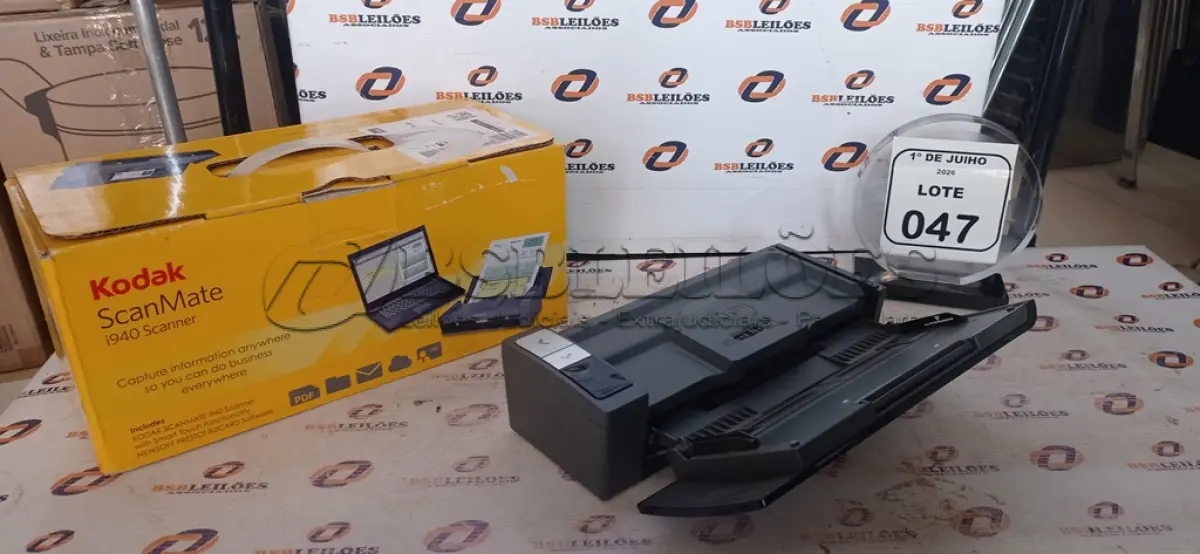 LOTE 047 - 01 SCANNER MODELO SCANMATE I940 MARCA KODAK. (NO ESTADO) ATENÇÃO! FAZER A VISITAÇÃO ANTES DE ARREMATAR, NÃO SABEMOS SE FUNCIONA, LEILÃO NÃO TEM GARANTIA E NEM DEVOLUÇÃO, SUJEITO A POSSÍVEIS AVARIAS VISÍVEIS/OCULTAS E/OU AUSÊNCIA DE COMPONENTES.